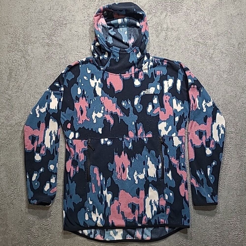 The North Face Glacier Pullover Fleece Hoodie Blue/Pink Abstract Print S P - Picture 5 of 16